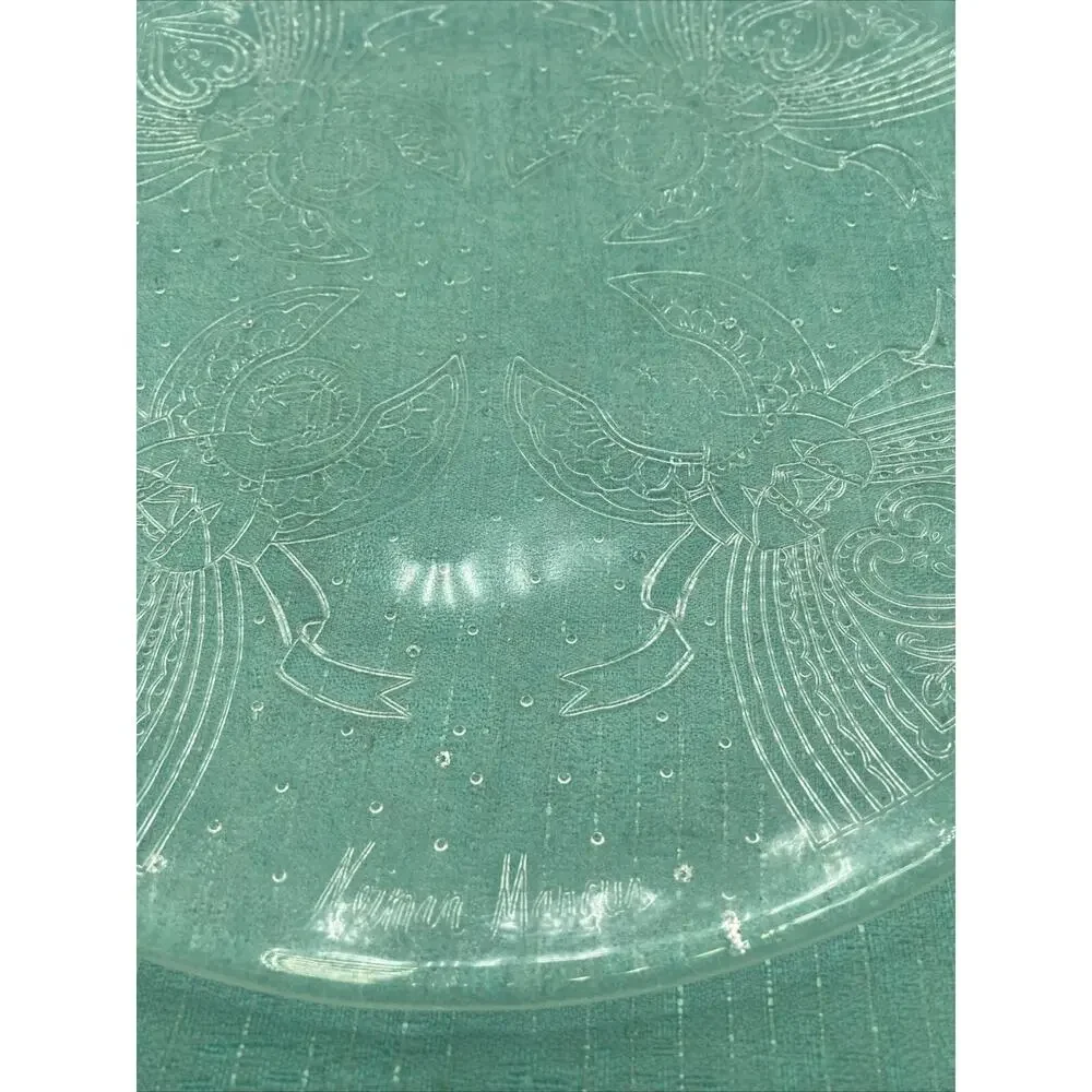 Nieman Marcus Angel Clear Cut Glass Chop Serving Plate 12.5”
